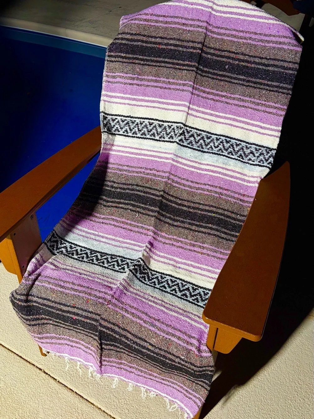 Mexican Falsa Blanket – Woven Striped Serape Throw with Fringe